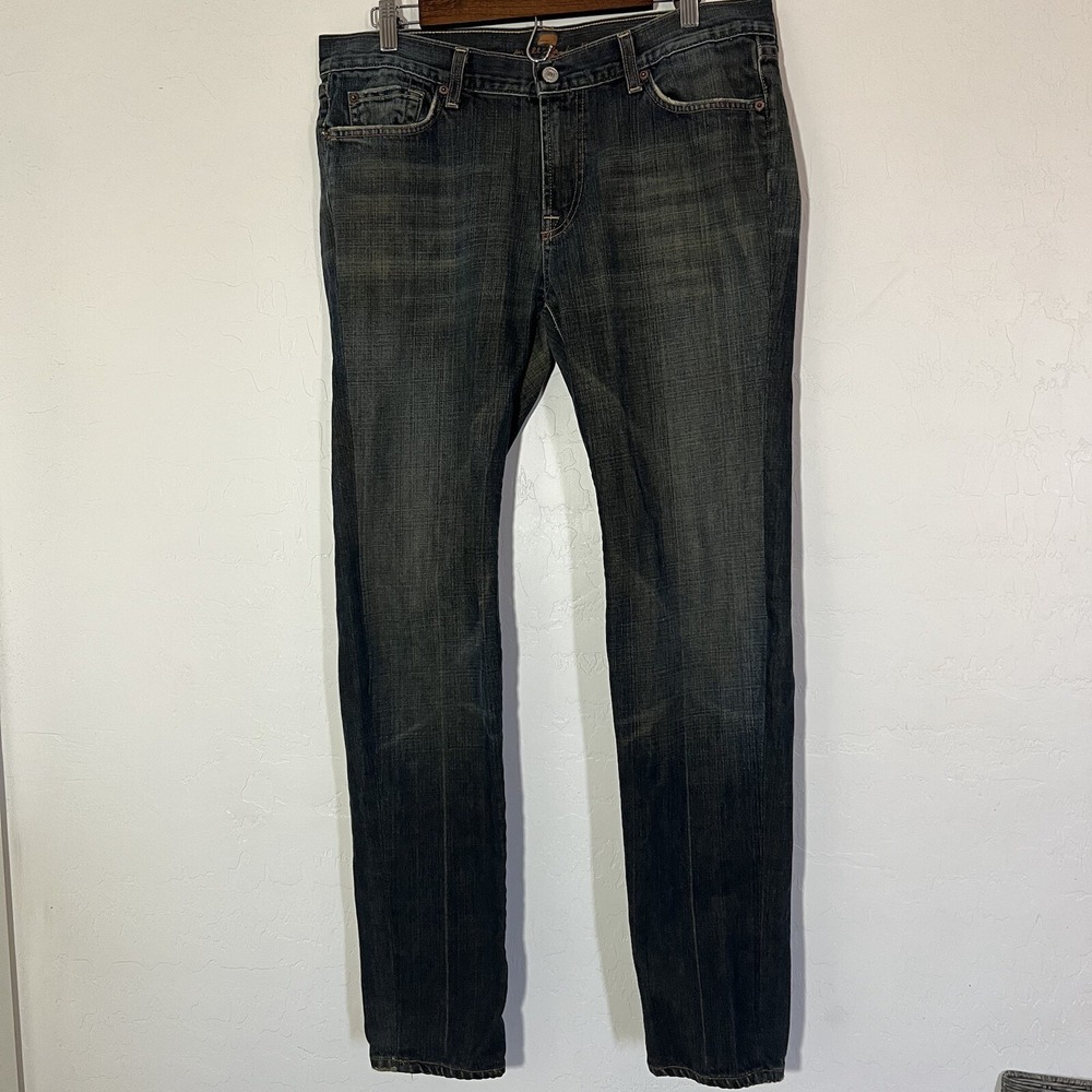 7 For All Mankind Jeans Men's Boocut‎ Denim Blue USA MADE Distressed Size 34x 32
